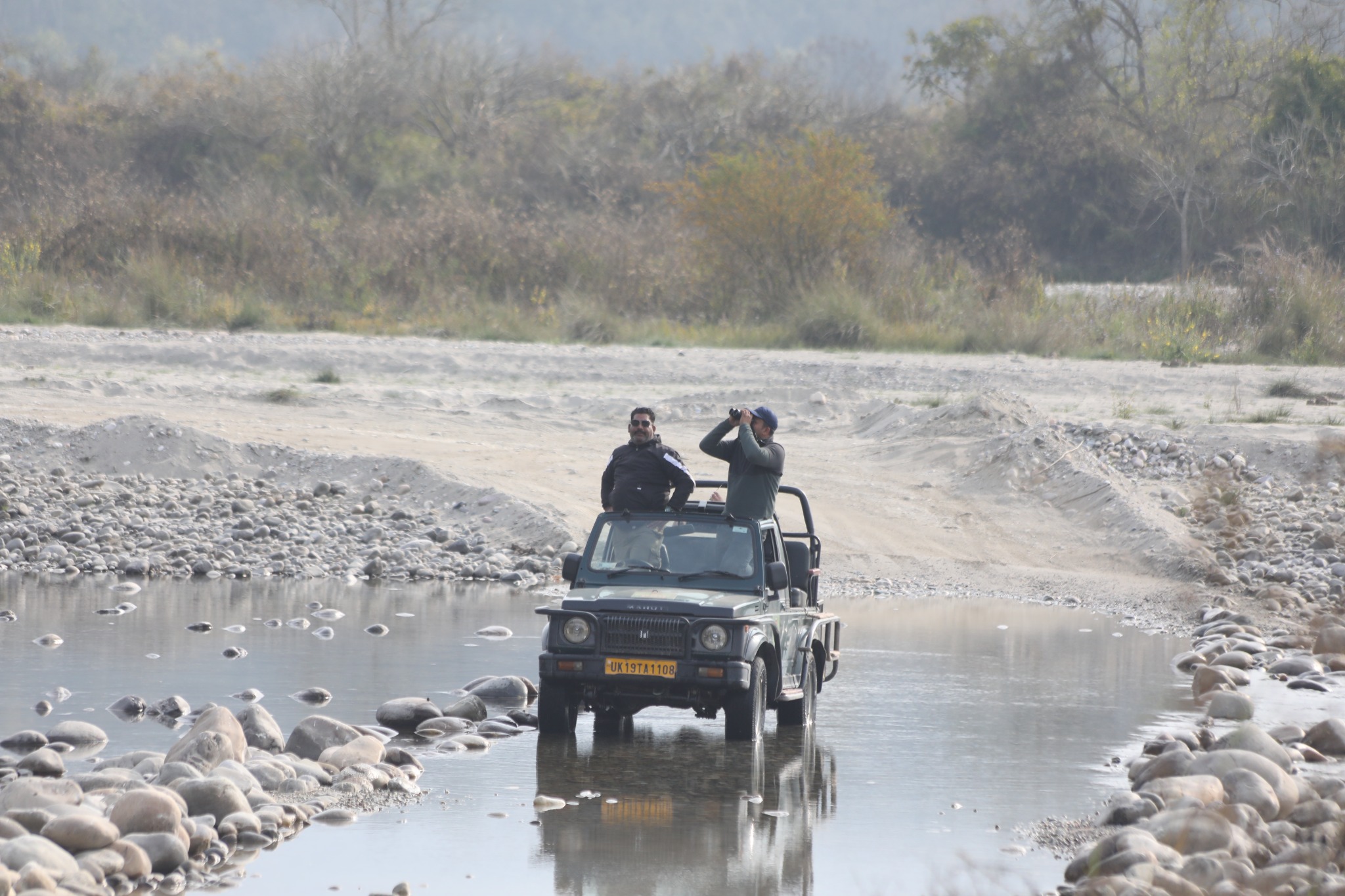 Jeep vehicle in the Jim Corbett landscape